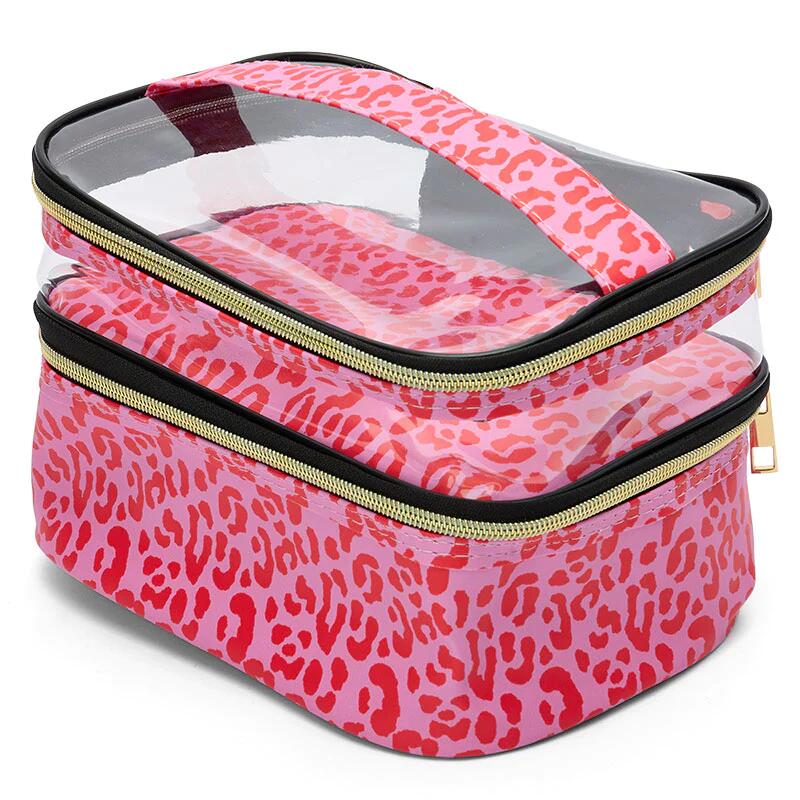 PVC Portable Transparent Double-Layer Cosmetic Bag - KOC