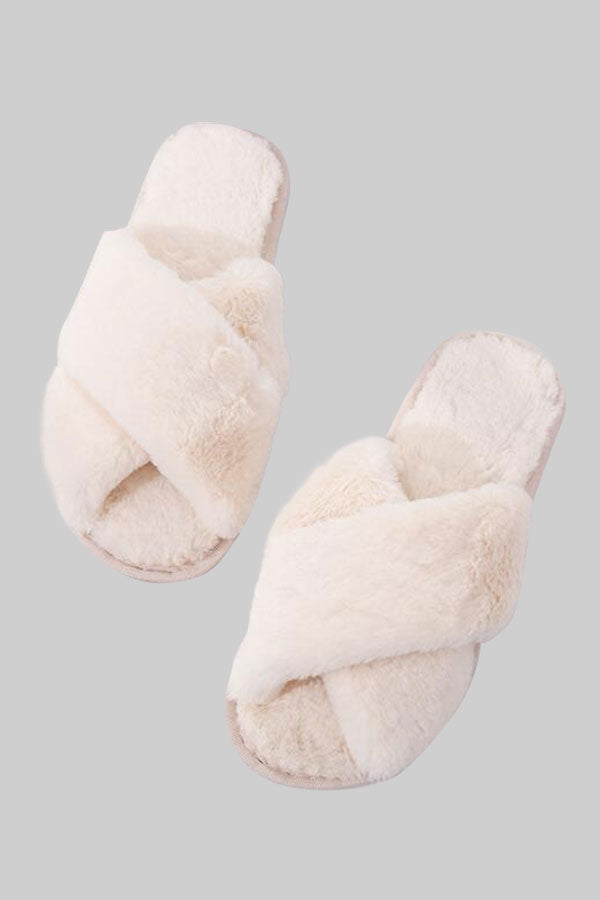 New Cross Plush Slippers - KOC