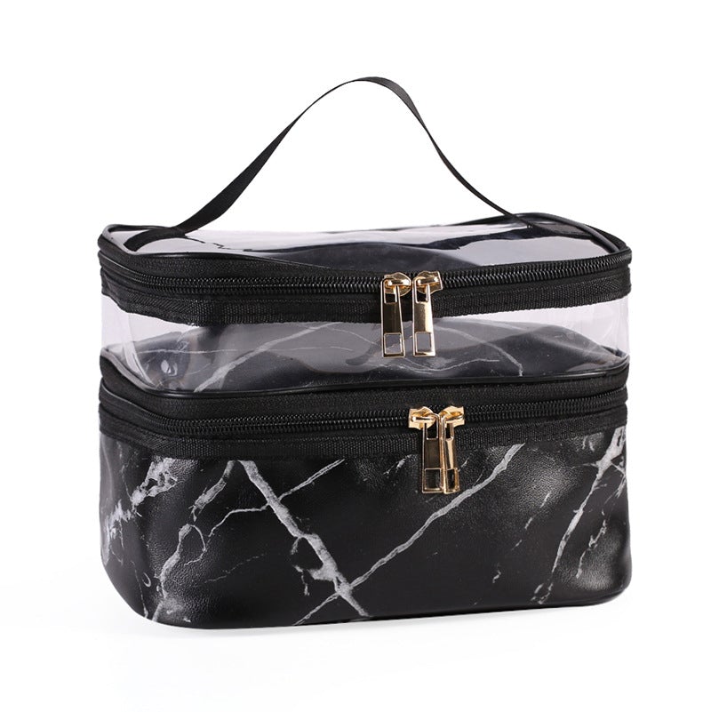 PVC Portable Transparent Double-Layer Cosmetic Bag - KOC