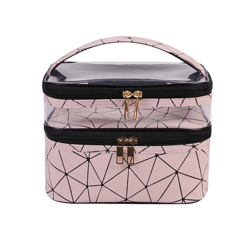 PVC Portable Transparent Double-Layer Cosmetic Bag - KOC