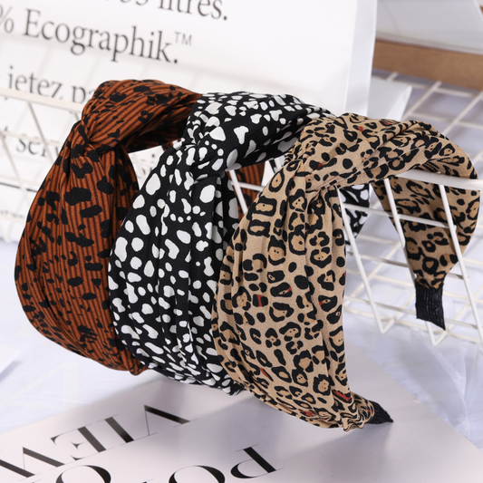 Leopard Black and White Dot Headband|3pcs