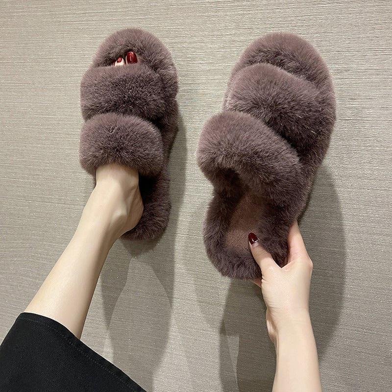 Fluffy Double Band Slippers