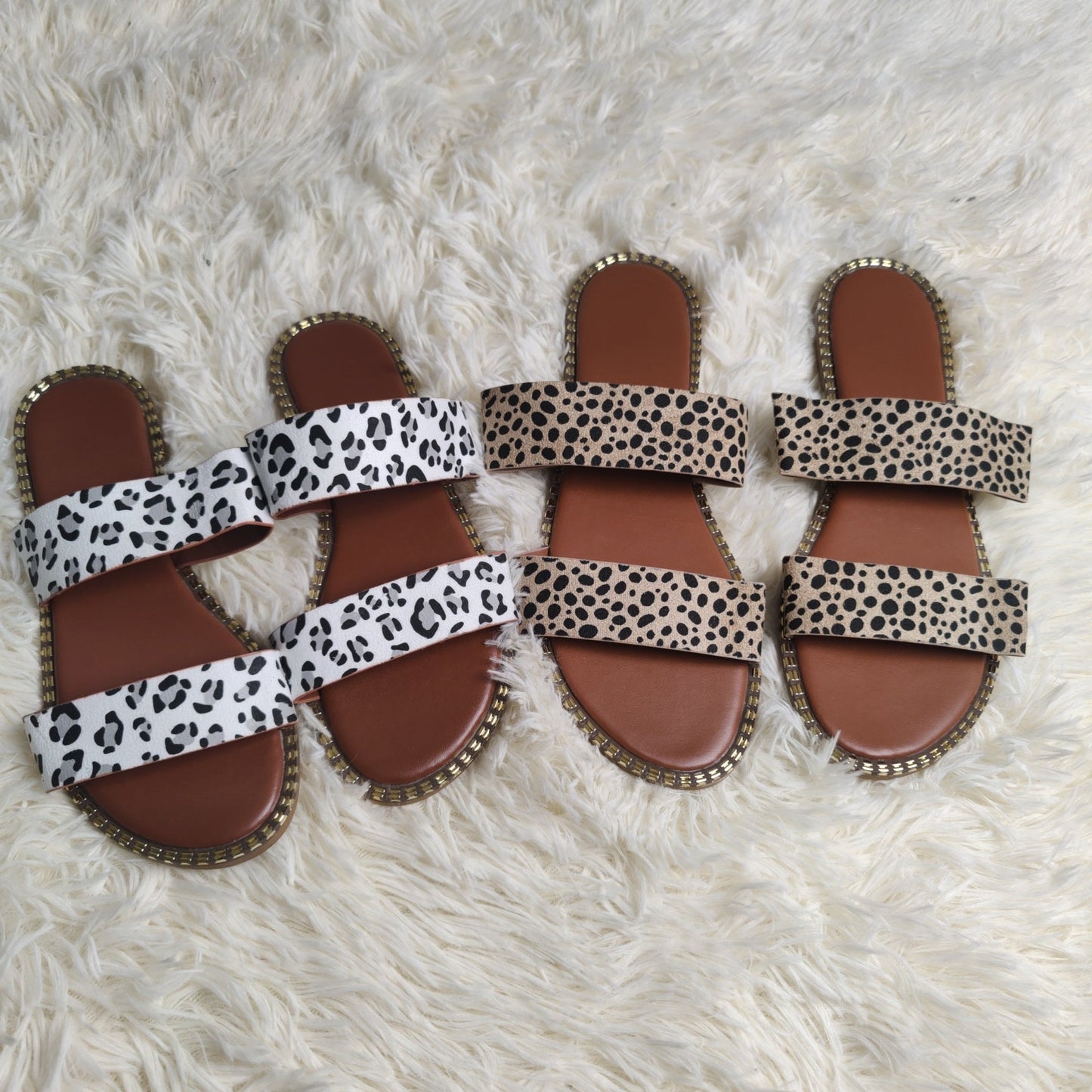 Straight Leopard Beach Sandals