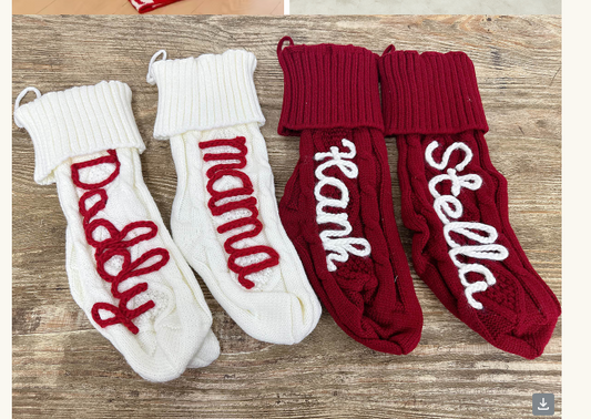 Hand Embroidered Name Knitted Christmas Stockings