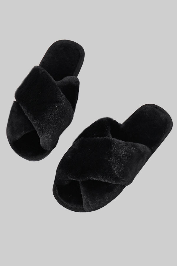 New Cross Plush Slippers - KOC